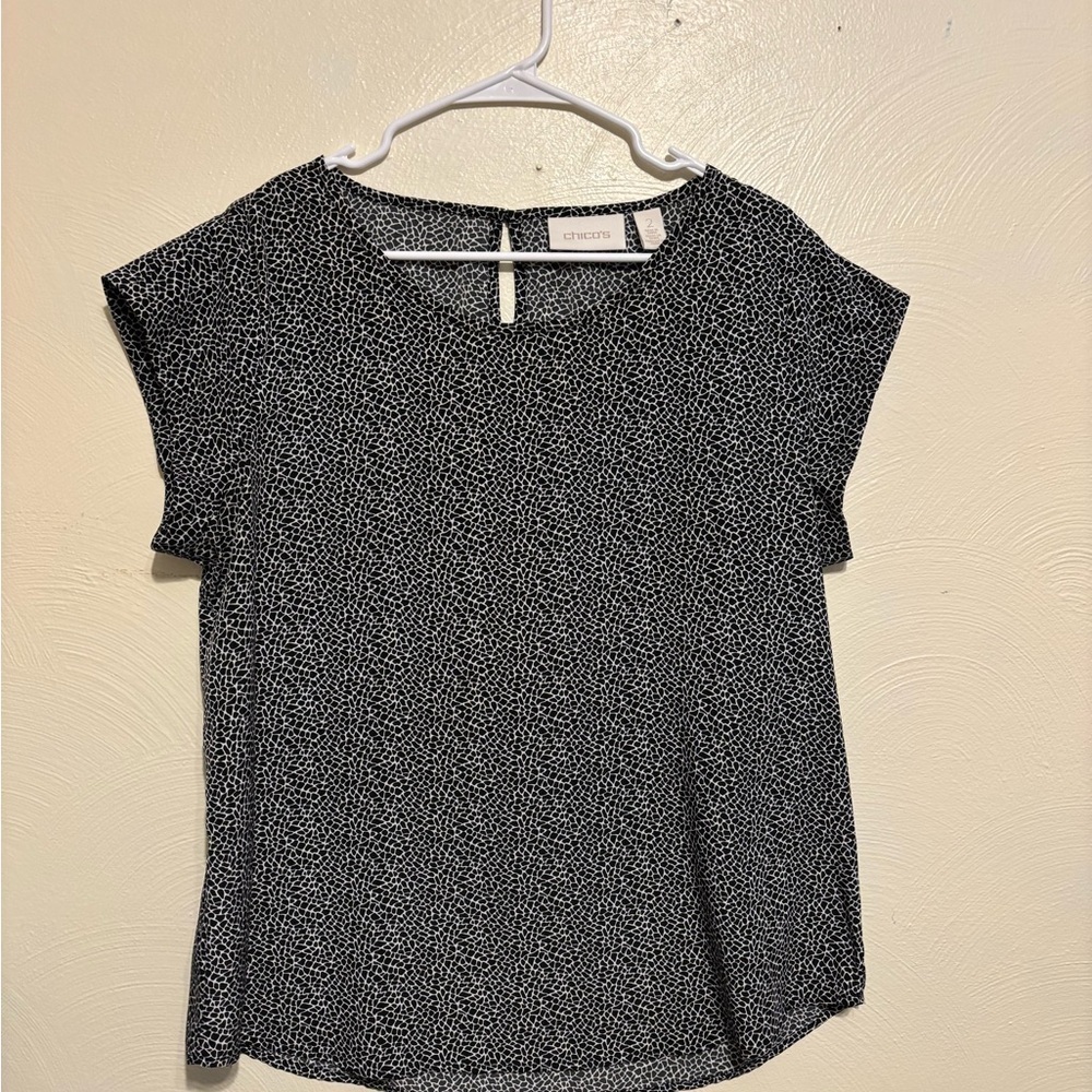 Chico's Black and White Blouse Elegant Top